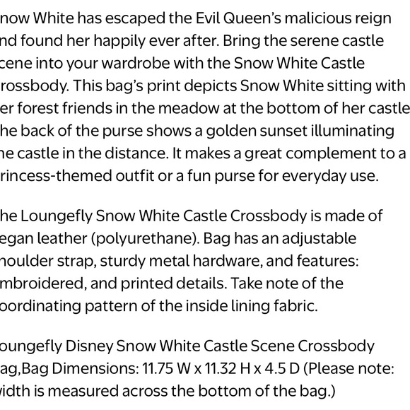 Loungefly Disney Snow White Castle Scene Crossbody Bag - Picture 11 of 11